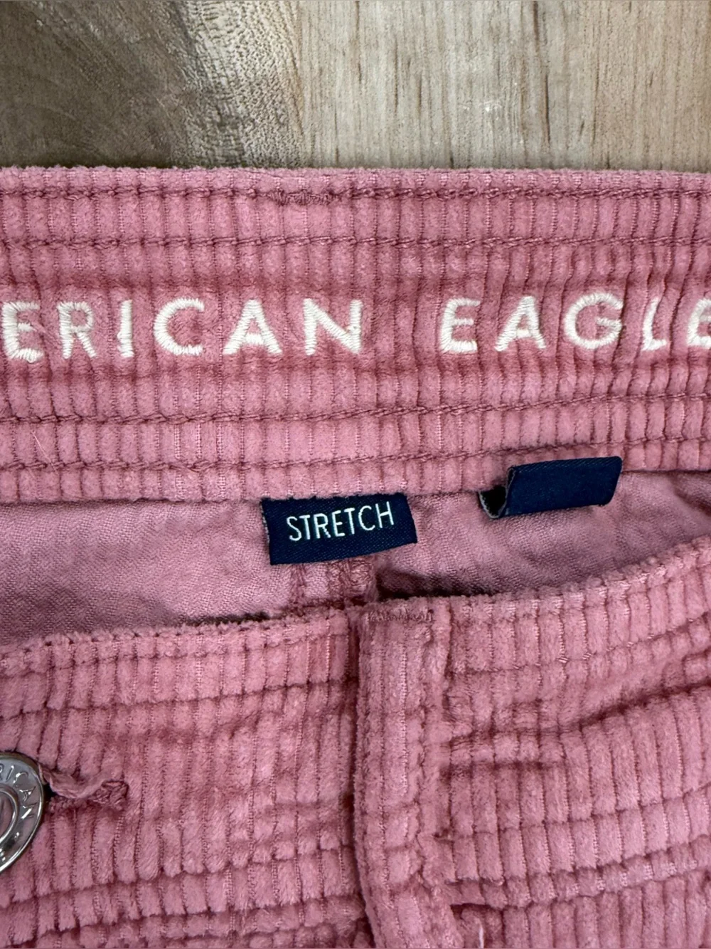American Eagle Corduroy Pants Womens 6 Short Super High Rise Baggy Wide Leg Pink
